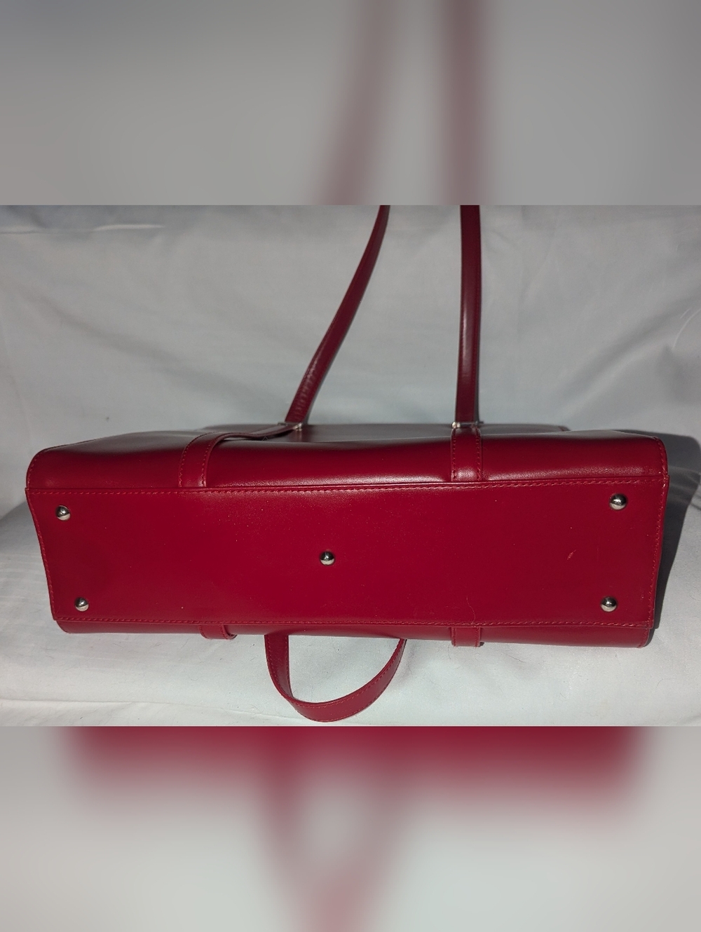 Vintage T Anthony LTD Italy Red Leather Structured Tote Bag - Picture 6 of 12